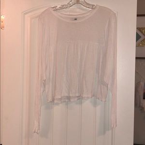 Amuse Society White Longsleeve Crop Top